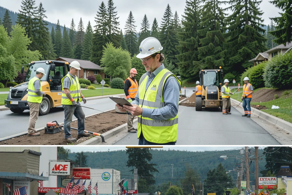 Street Sweeping in Carnation, King County, WA - Sweeping intensifies during fall leaf drop and after winter sanding to recover traction grit.