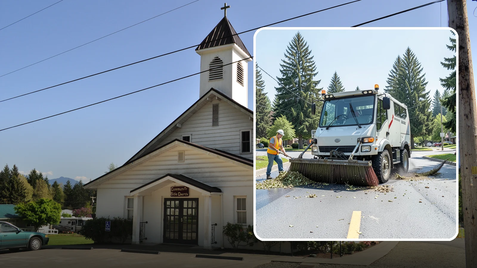 Street Sweeping in Concrete, Skagit County, WA - Routine and route-based mechanical sweeping of municipal streets and arterials.