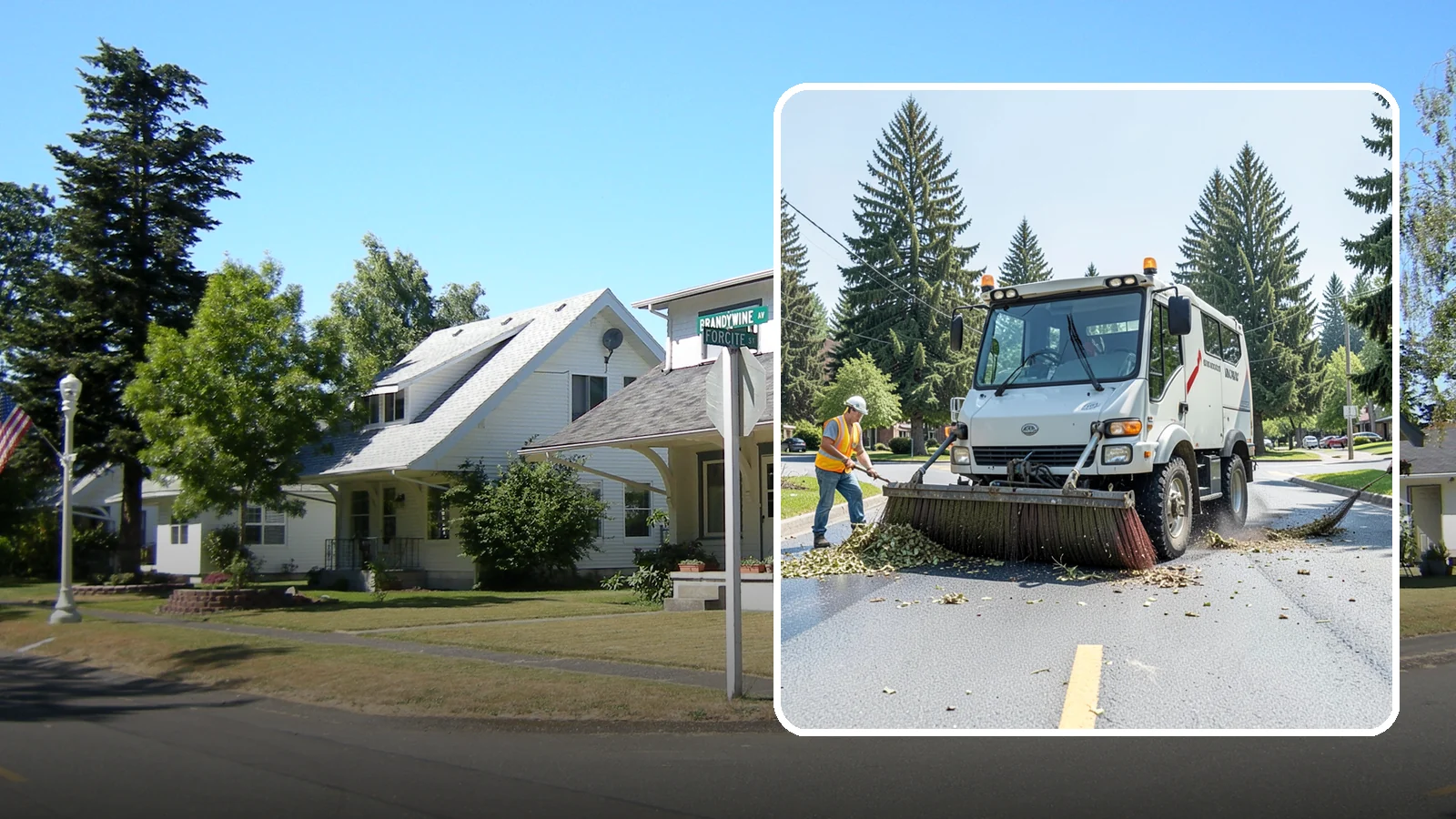 Street Sweeping in DuPont, Pierce County, WA - Routine and route-based mechanical sweeping of municipal streets and arterials.