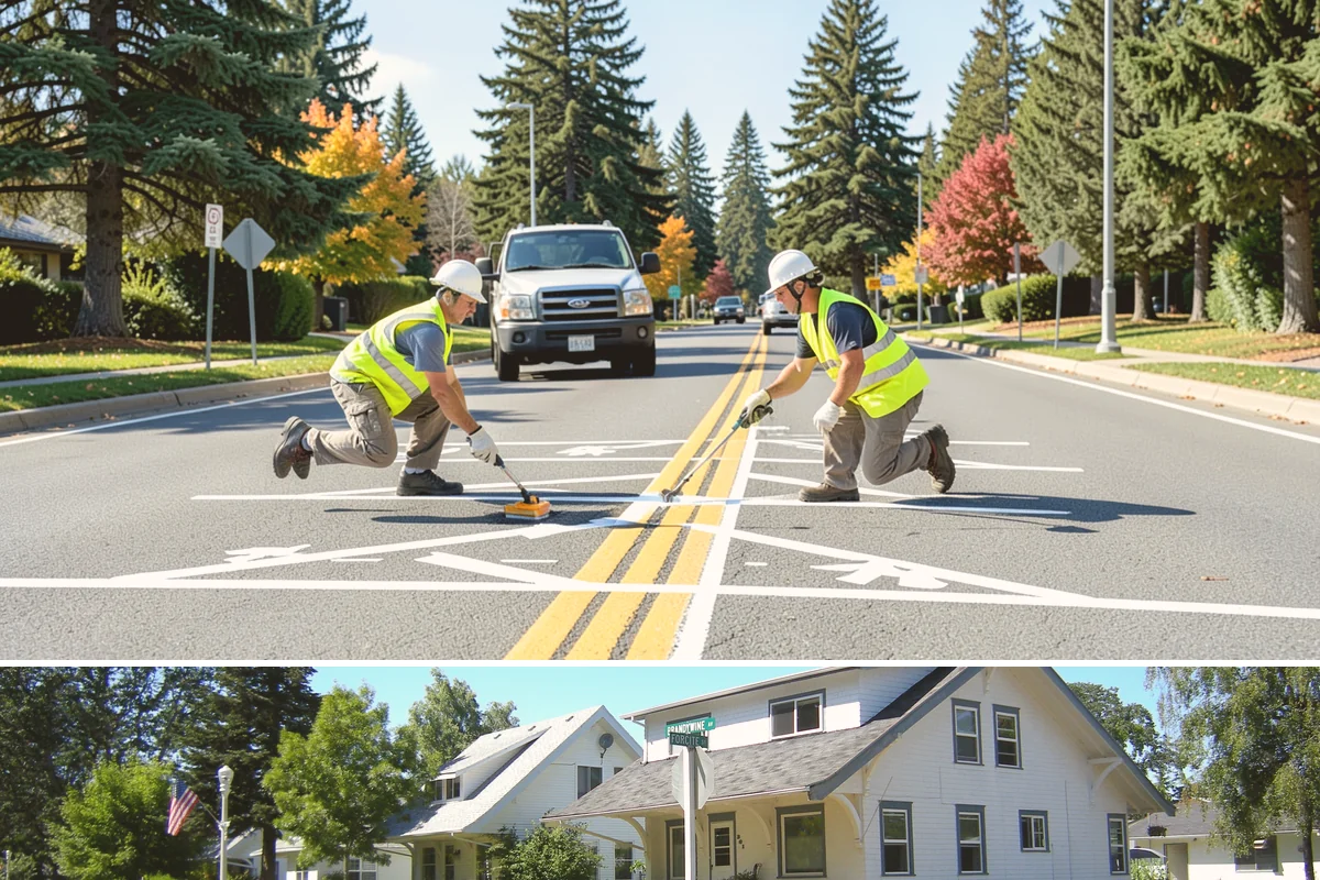 Street Sweeping in DuPont, Pierce County, WA - Sweeping intensifies during fall leaf drop and after winter sanding to recover traction grit.
