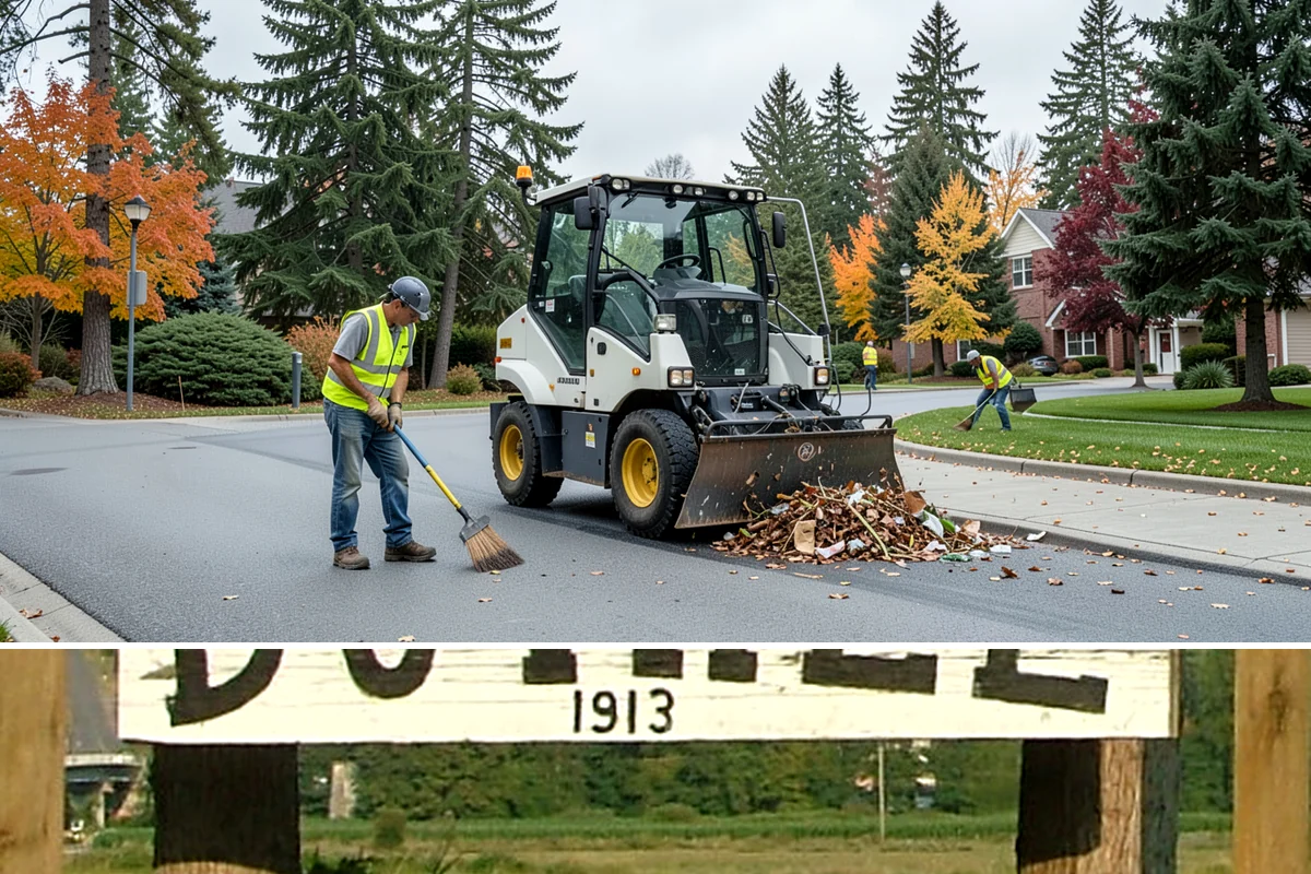 Street Sweeping in Duvall, King County, WA - Sweeping intensifies during fall leaf drop and after winter sanding to recover traction grit.