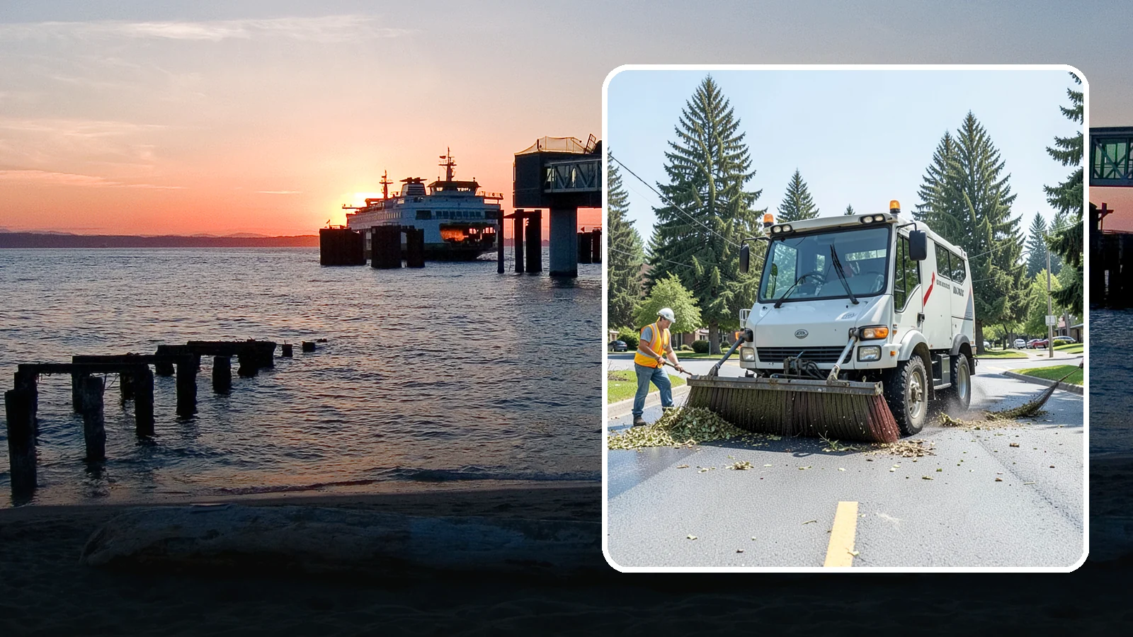 Street Sweeping in Edmonds, Snohomish County, WA - Routine and route-based mechanical sweeping of municipal streets and arterials.