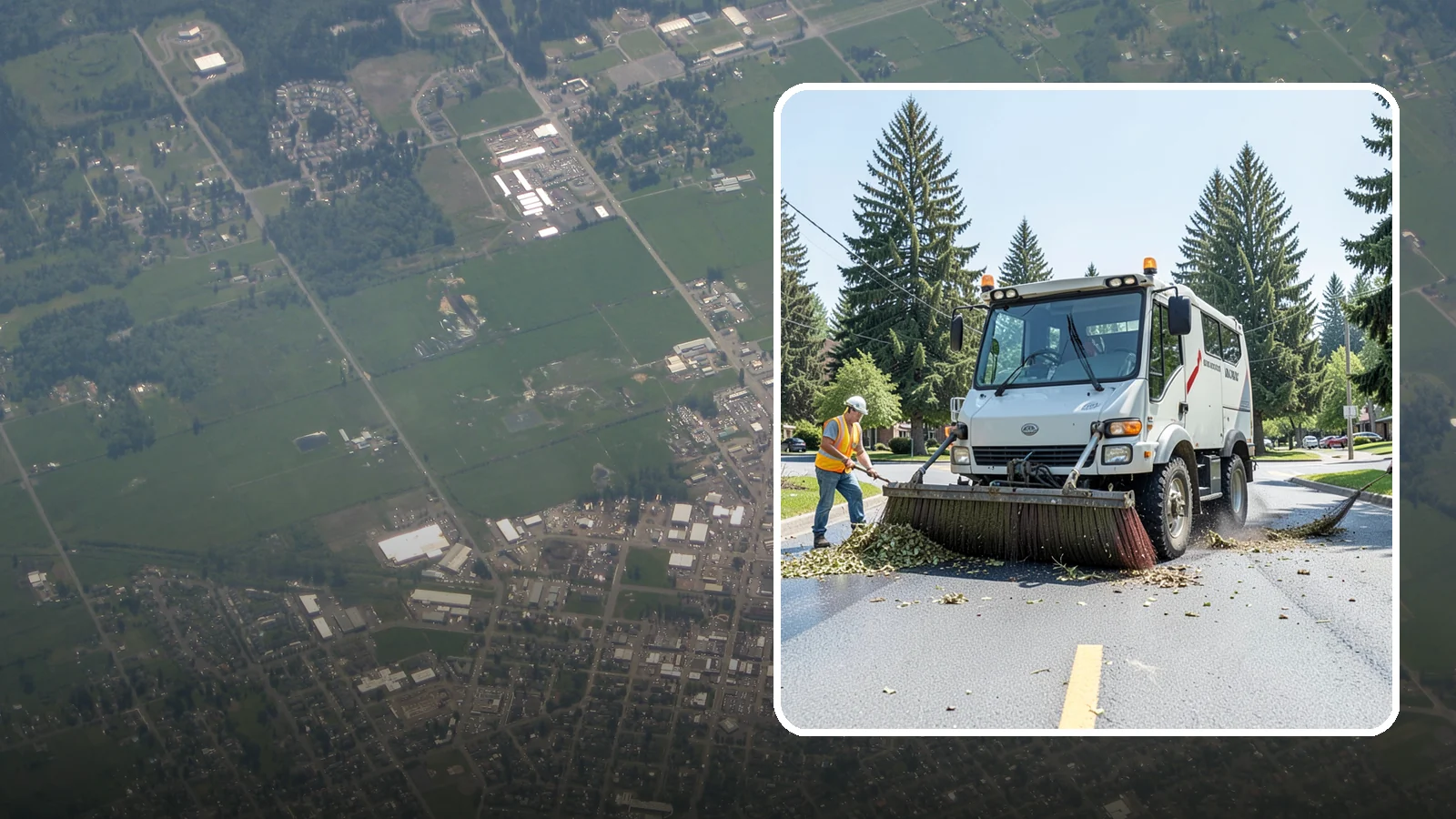 Street Sweeping in Enumclaw, King County, WA - Routine and route-based mechanical sweeping of municipal streets and arterials.