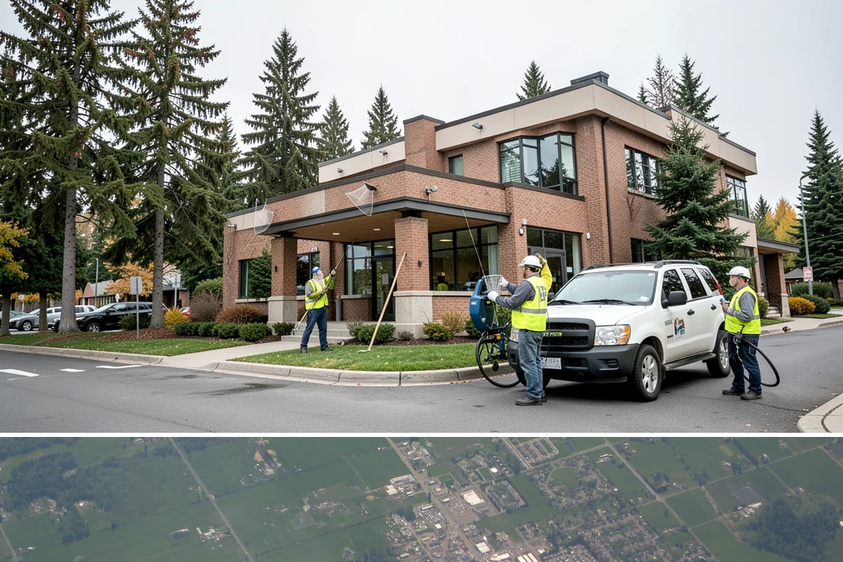 Street Sweeping in Enumclaw, King County, WA - Sweeping intensifies during fall leaf drop and after winter sanding to recover traction grit.