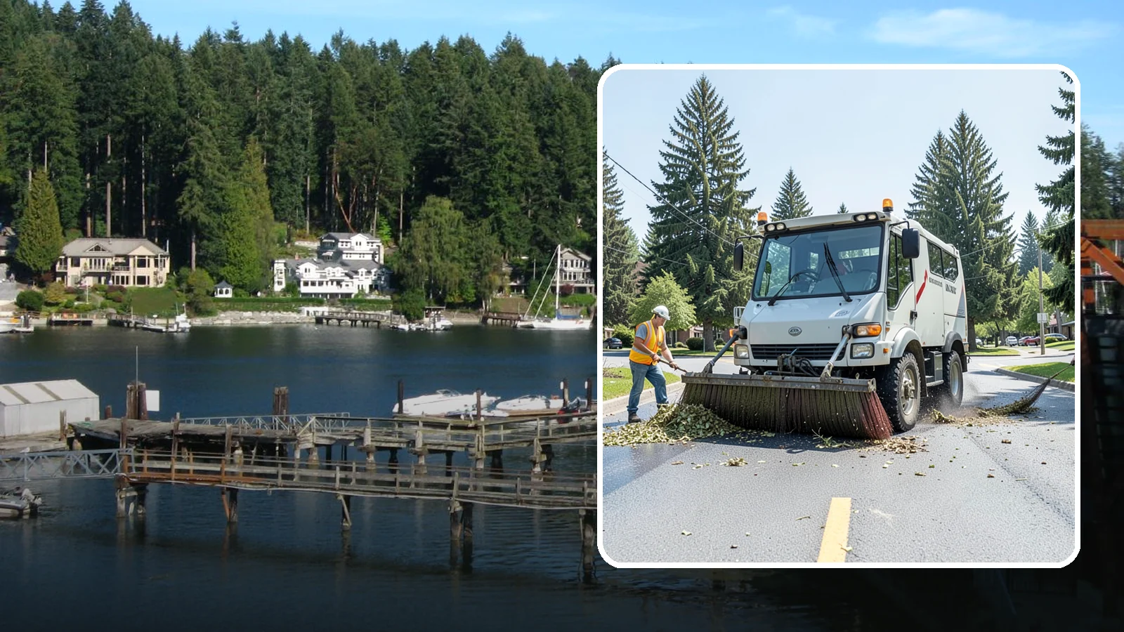 Street Sweeping in Gig Harbor, Pierce County, WA - Routine and route-based mechanical sweeping of municipal streets and arterials.