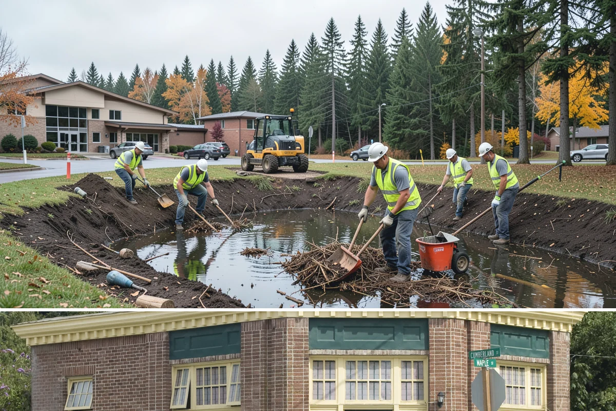 Street Sweeping in Hamilton, Skagit County, WA - Sweeping intensifies during fall leaf drop and after winter sanding to recover traction grit.