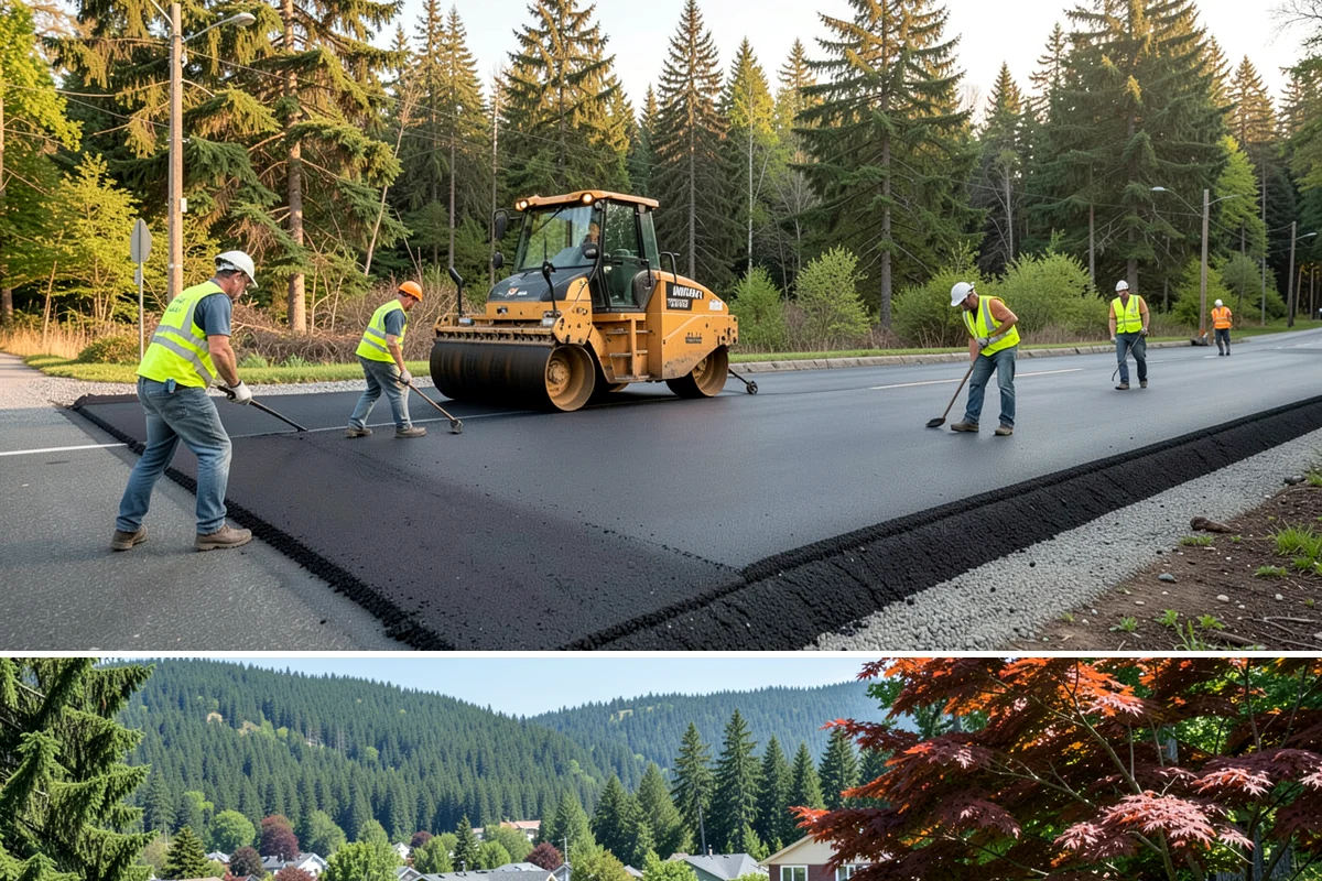 Street Sweeping in Index, Snohomish County, WA - Sweeping intensifies during fall leaf drop and after winter sanding to recover traction grit.