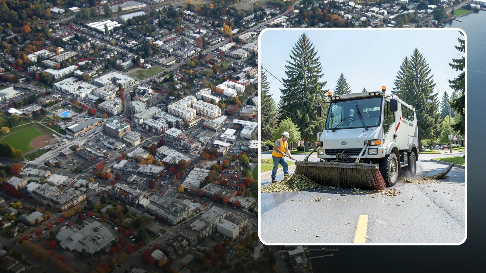 Street Sweeping in Kirkland, King County, WA - Routine and route-based mechanical sweeping of municipal streets and arterials.