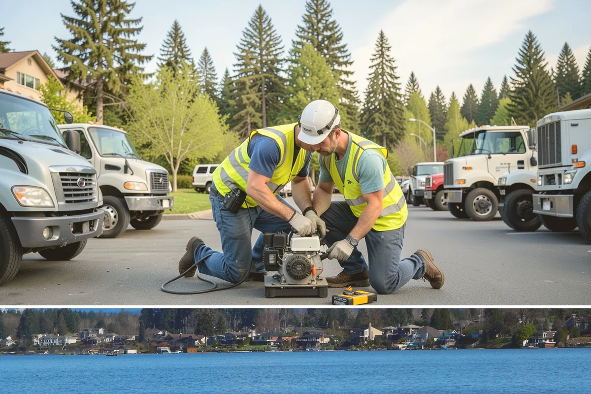 Street Sweeping in Lake Stevens, Snohomish County, WA - Sweeping intensifies during fall leaf drop and after winter sanding to recover traction grit.