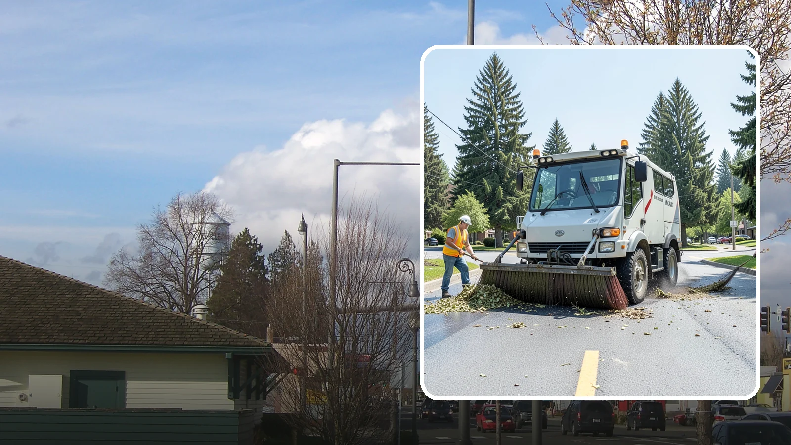 Street Sweeping in Marysville, Snohomish County, WA - Routine and route-based mechanical sweeping of municipal streets and arterials.
