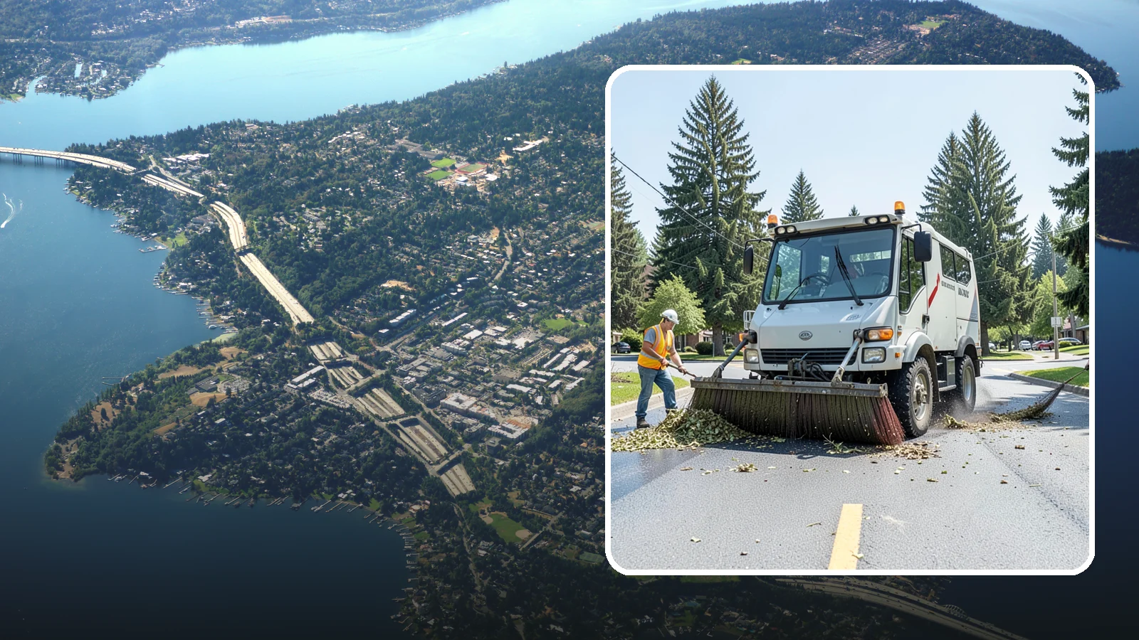 Street Sweeping in Mercer Island, King County, WA - Routine and route-based mechanical sweeping of municipal streets and arterials.