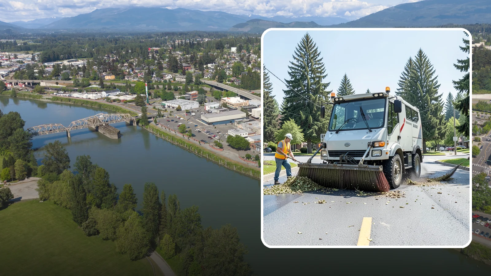 Street Sweeping in Mount Vernon, Skagit County, WA - Routine and route-based mechanical sweeping of municipal streets and arterials.