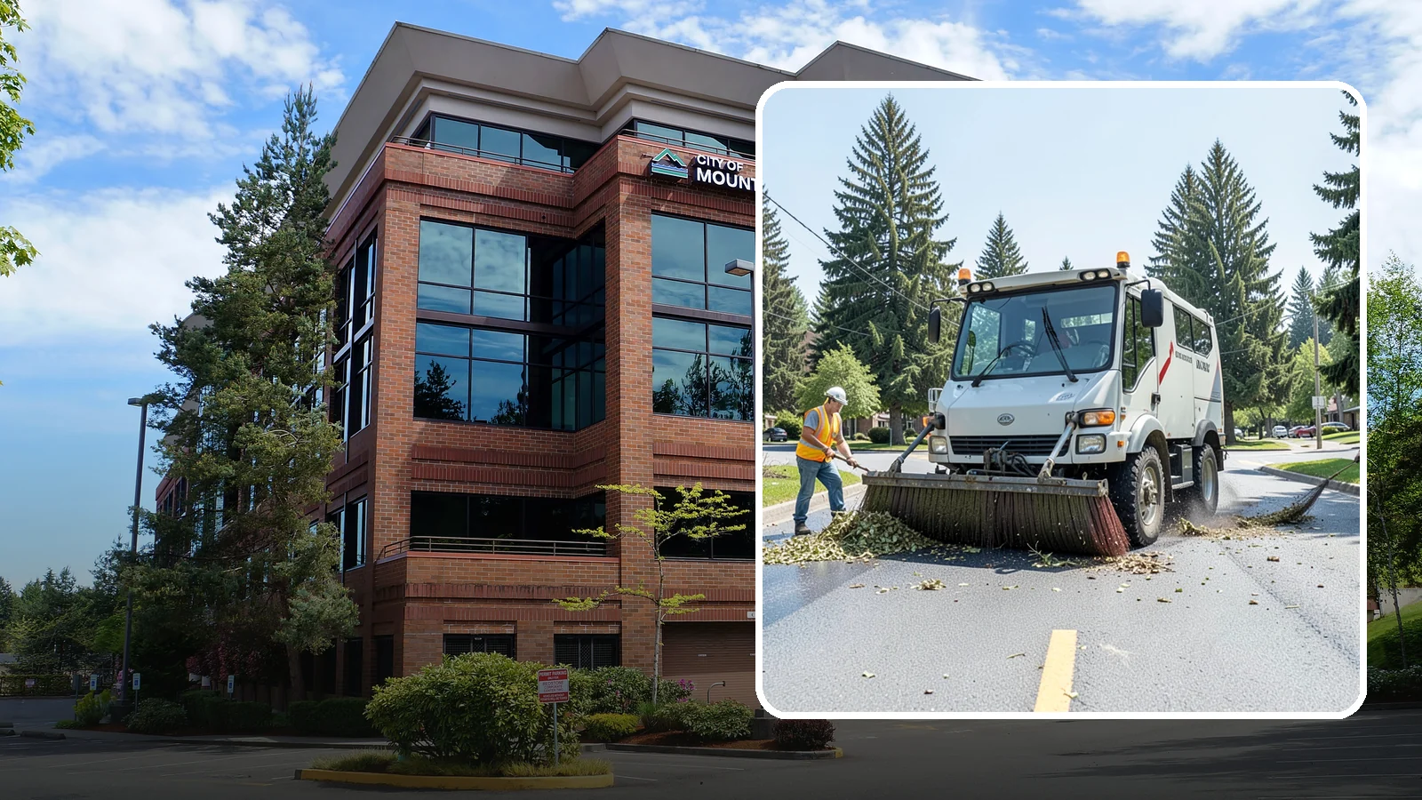 Street Sweeping in Mountlake Terrace, Snohomish County, WA - Routine and route-based mechanical sweeping of municipal streets and arterials.
