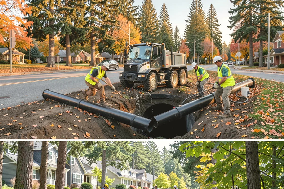 Street Sweeping in Normandy Park, King County, WA - Sweeping intensifies during fall leaf drop and after winter sanding to recover traction grit.