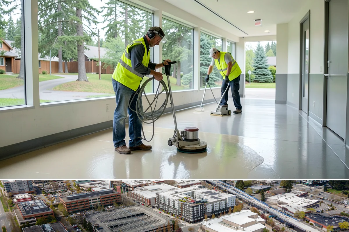 Street Sweeping in Redmond, King County, WA - Sweeping intensifies during fall leaf drop and after winter sanding to recover traction grit.