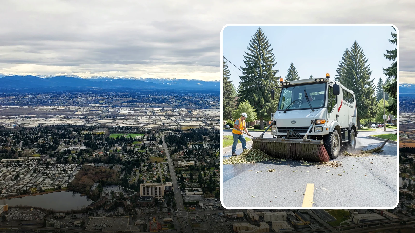 Street Sweeping in SeaTac, King County, WA - Routine and route-based mechanical sweeping of municipal streets and arterials.