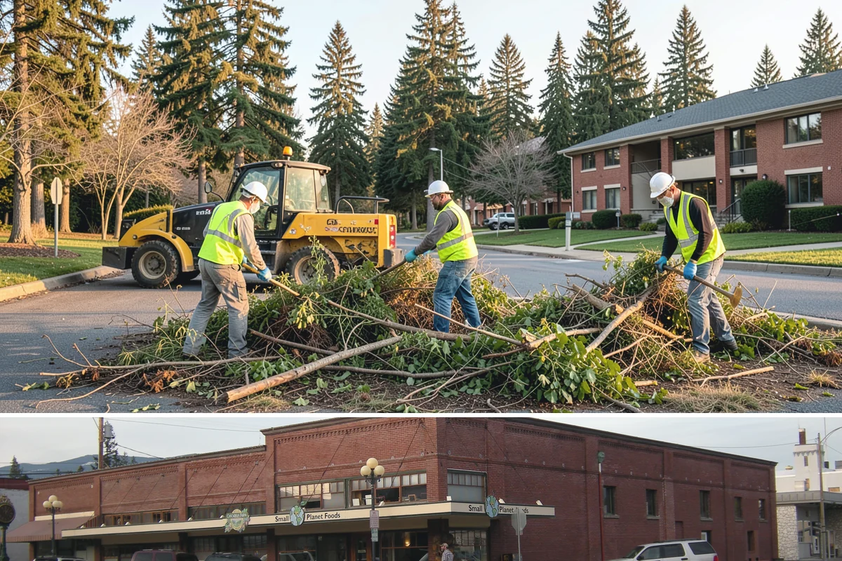 Street Sweeping in Sedro-Woolley, Skagit County, WA - Sweeping intensifies during fall leaf drop and after winter sanding to recover traction grit.