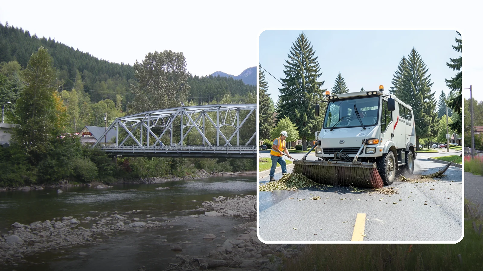 Street Sweeping in Skykomish, King County, WA - Routine and route-based mechanical sweeping of municipal streets and arterials.