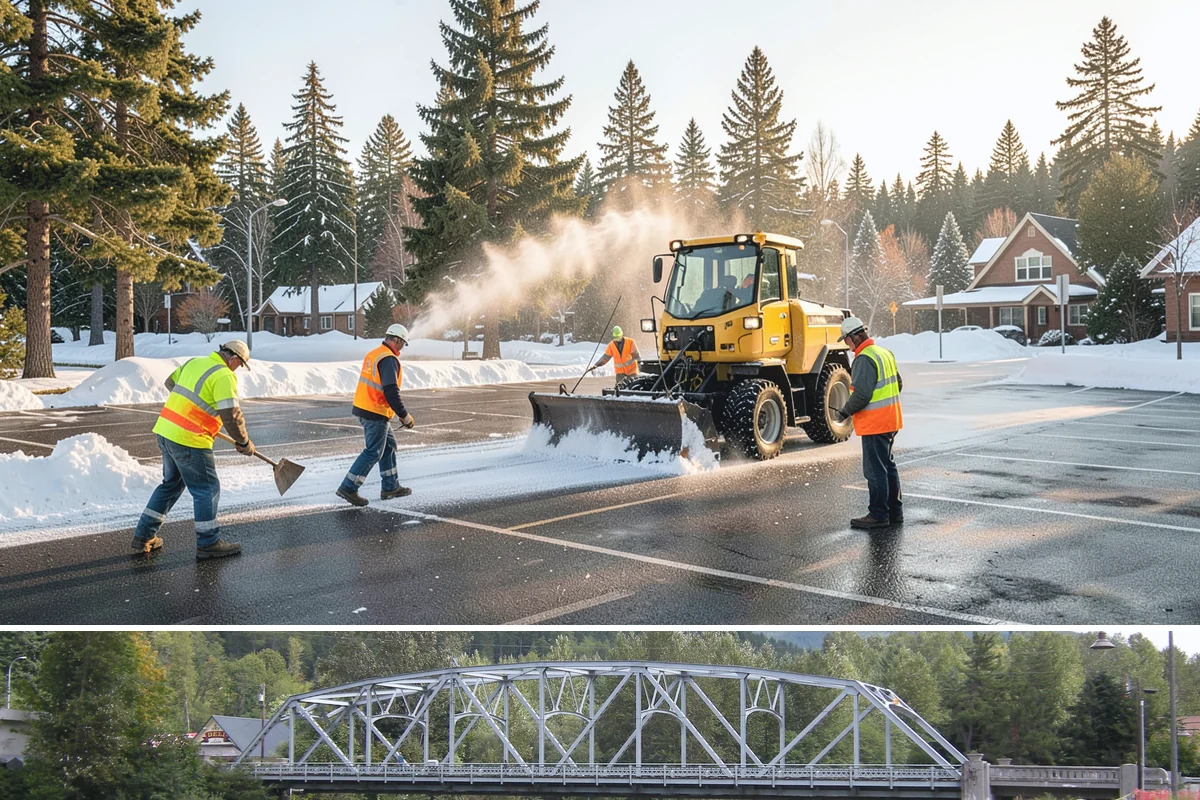 Street Sweeping in Skykomish, King County, WA - Sweeping intensifies during fall leaf drop and after winter sanding to recover traction grit.