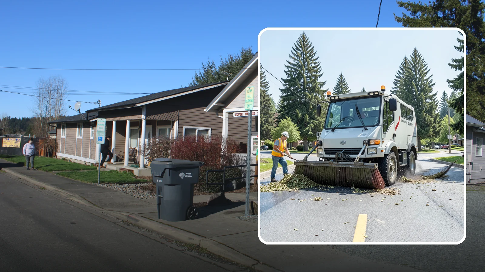 Street Sweeping in South Prairie, Pierce County, WA - Routine and route-based mechanical sweeping of municipal streets and arterials.