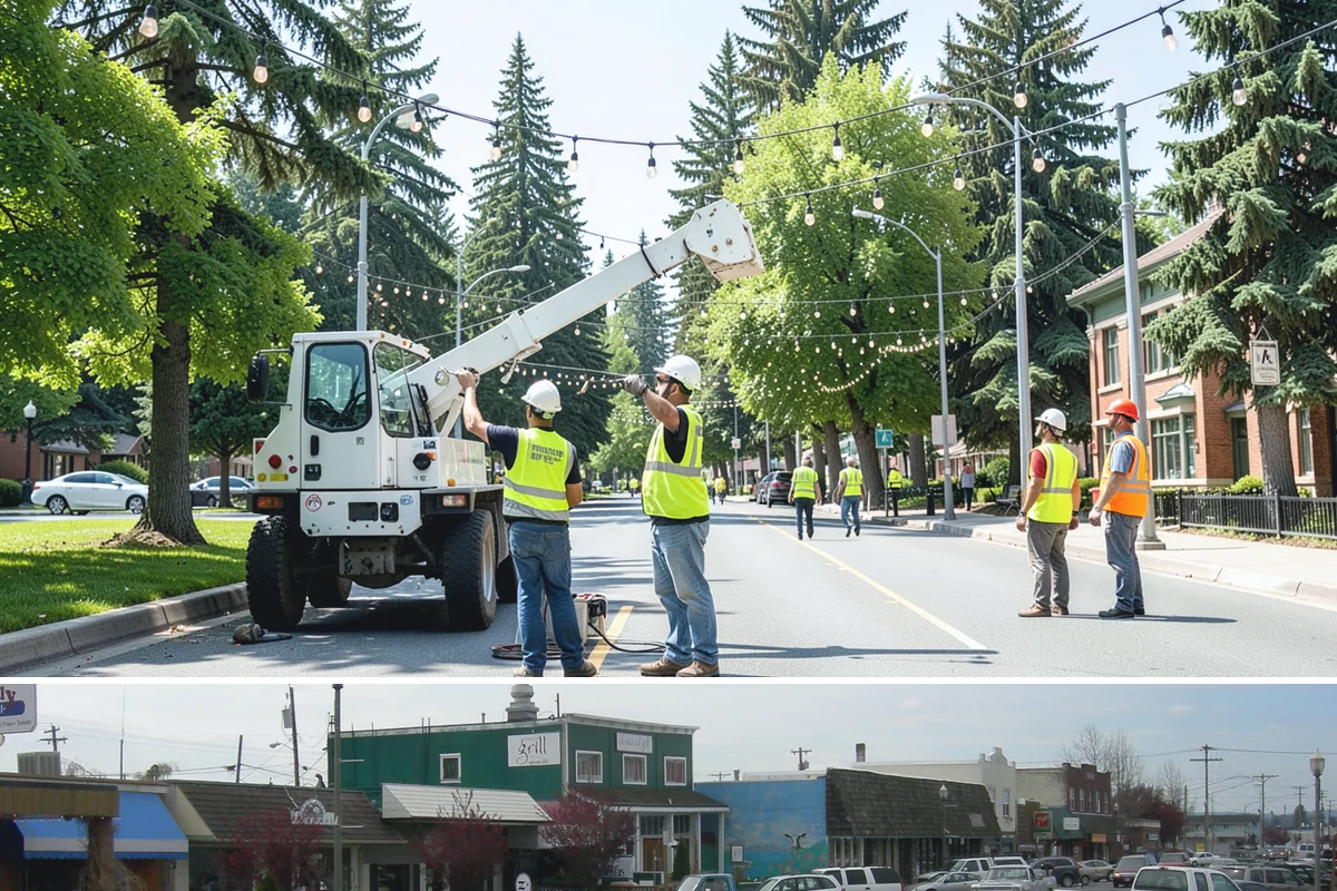 Street Sweeping in Stanwood, Snohomish County, WA - Sweeping intensifies during fall leaf drop and after winter sanding to recover traction grit.