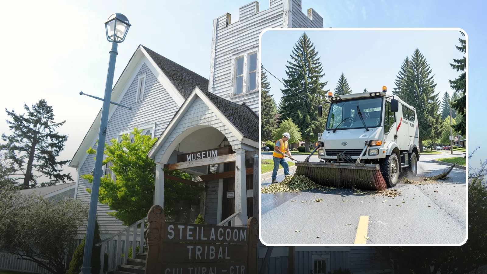 Street Sweeping in Steilacoom, Pierce County, WA - Routine and route-based mechanical sweeping of municipal streets and arterials.