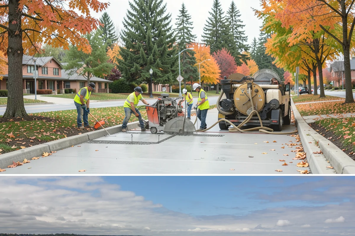 Street Sweeping in University Place, Pierce County, WA - Sweeping intensifies during fall leaf drop and after winter sanding to recover traction grit.