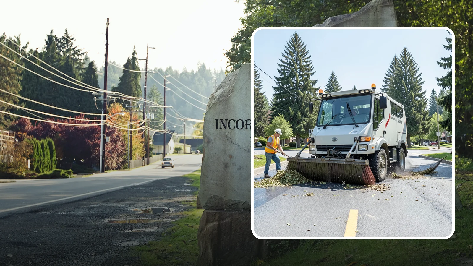 Street Sweeping in Wilkeson, Pierce County, WA - Routine and route-based mechanical sweeping of municipal streets and arterials.