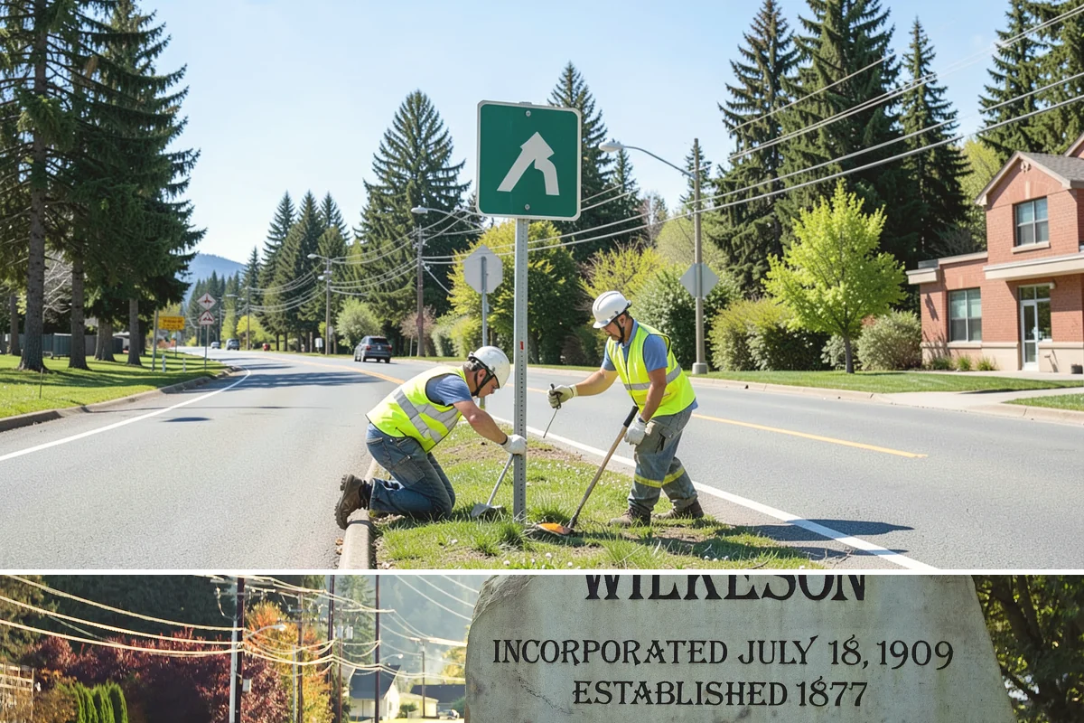 Street Sweeping in Wilkeson, Pierce County, WA - Sweeping intensifies during fall leaf drop and after winter sanding to recover traction grit.