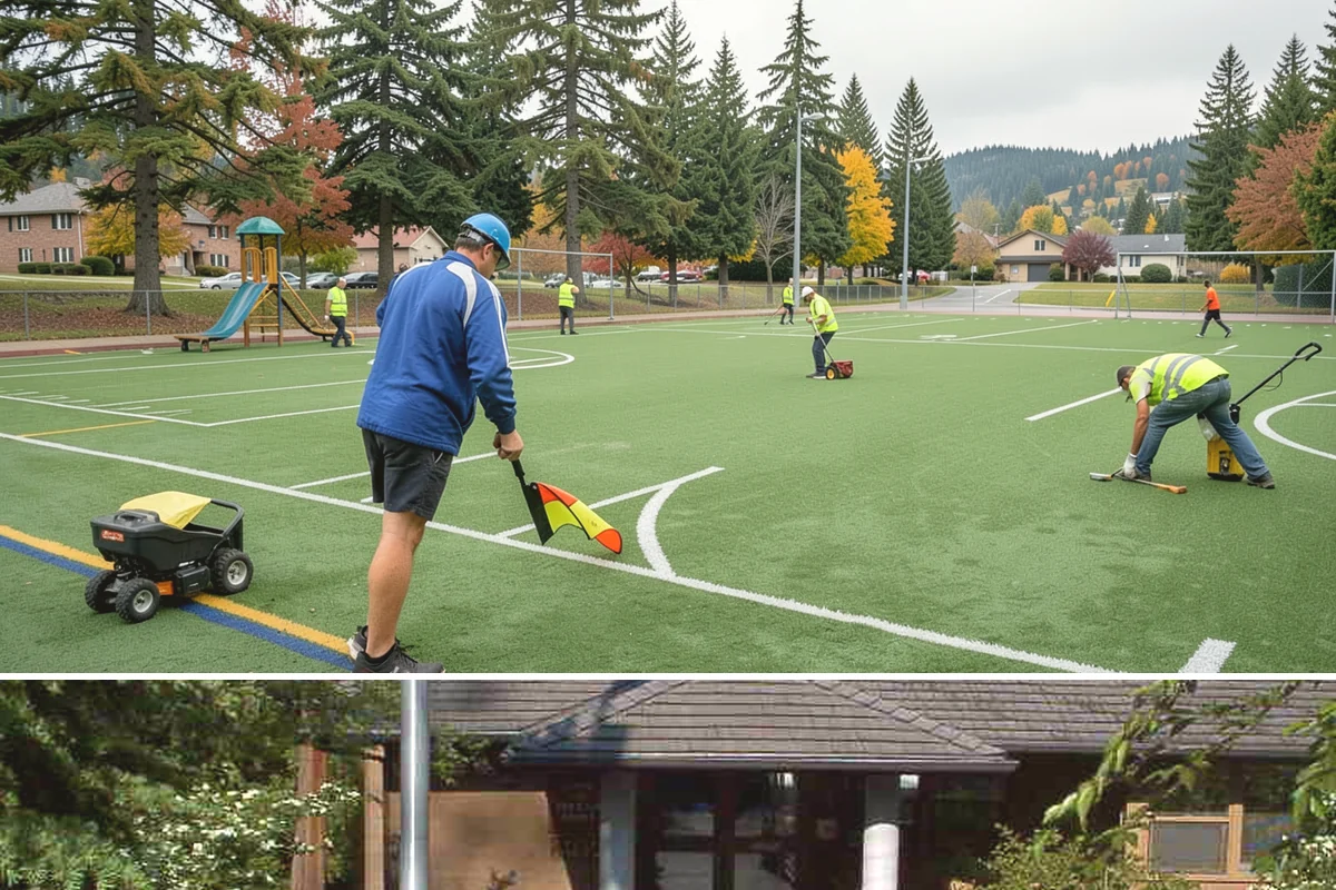 Street Sweeping in Yarrow Point, King County, WA - Sweeping intensifies during fall leaf drop and after winter sanding to recover traction grit.