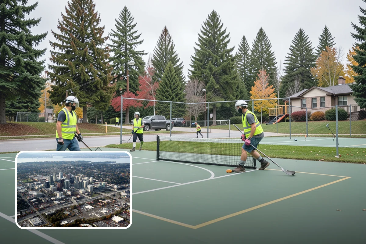 Street Tree Pruning in Bellevue, King County, WA - Restores code-required clearance over roadways, sidewalks, and signals