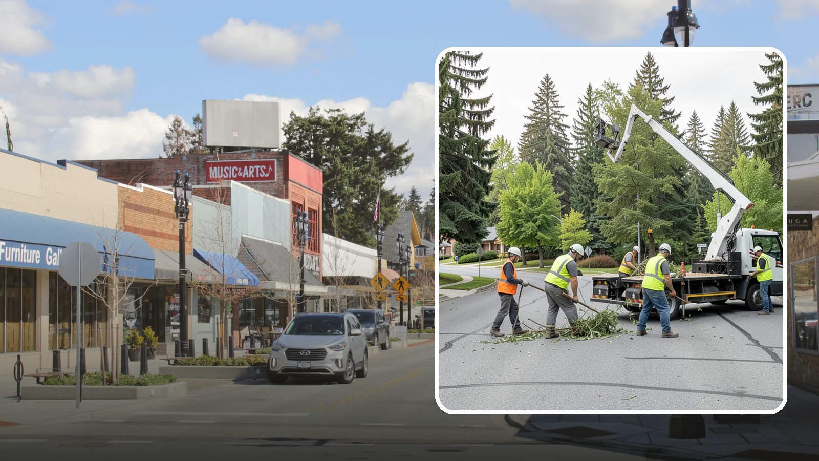 Street Tree Pruning in Bothell, King County, WA - Cyclical ANSI A300 pruning of public street trees to preserve canopy health while maintaining legal clearances over roadways and...