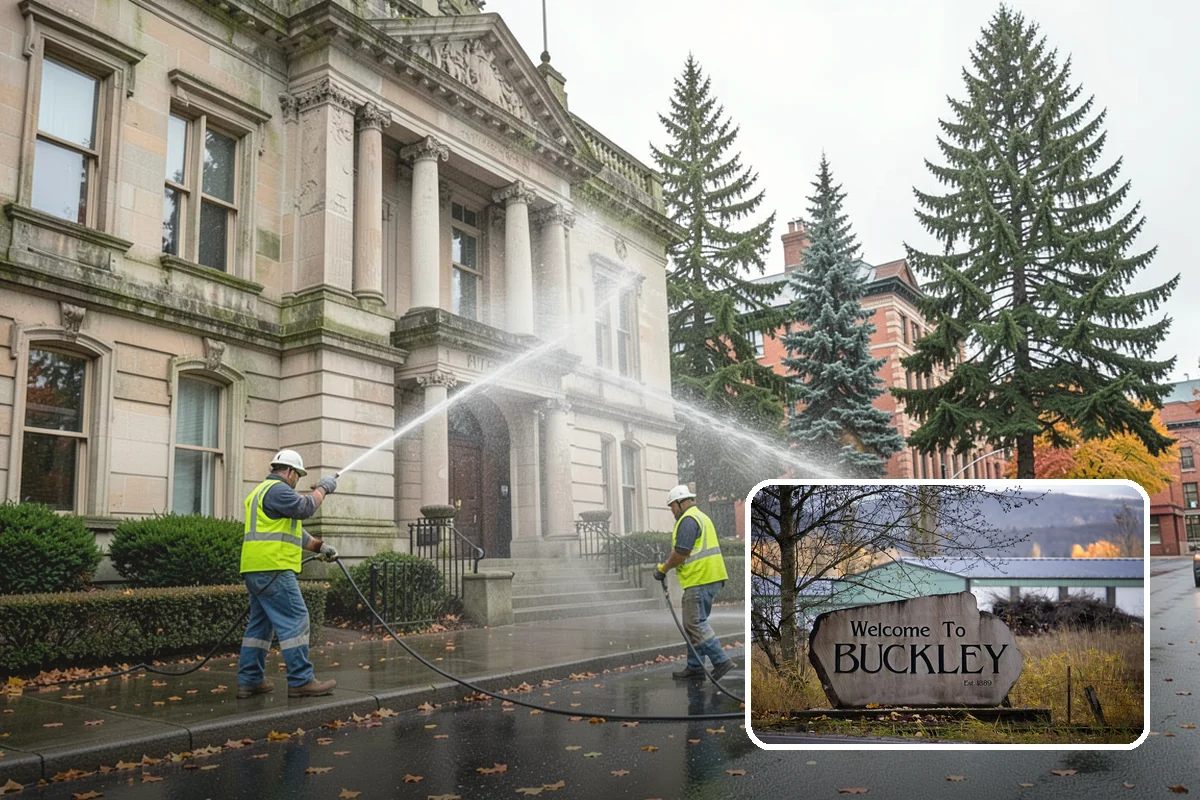 Street Tree Pruning in Buckley, Pierce County, WA - Restores code-required clearance over roadways, sidewalks, and signals