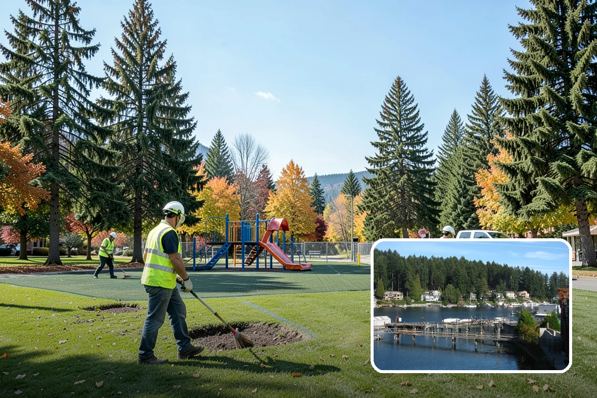 Street Tree Pruning in Gig Harbor, Pierce County, WA - Restores code-required clearance over roadways, sidewalks, and signals
