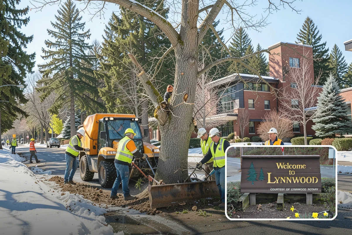 Street Tree Pruning in Lynnwood, Snohomish County, WA - Restores code-required clearance over roadways, sidewalks, and signals