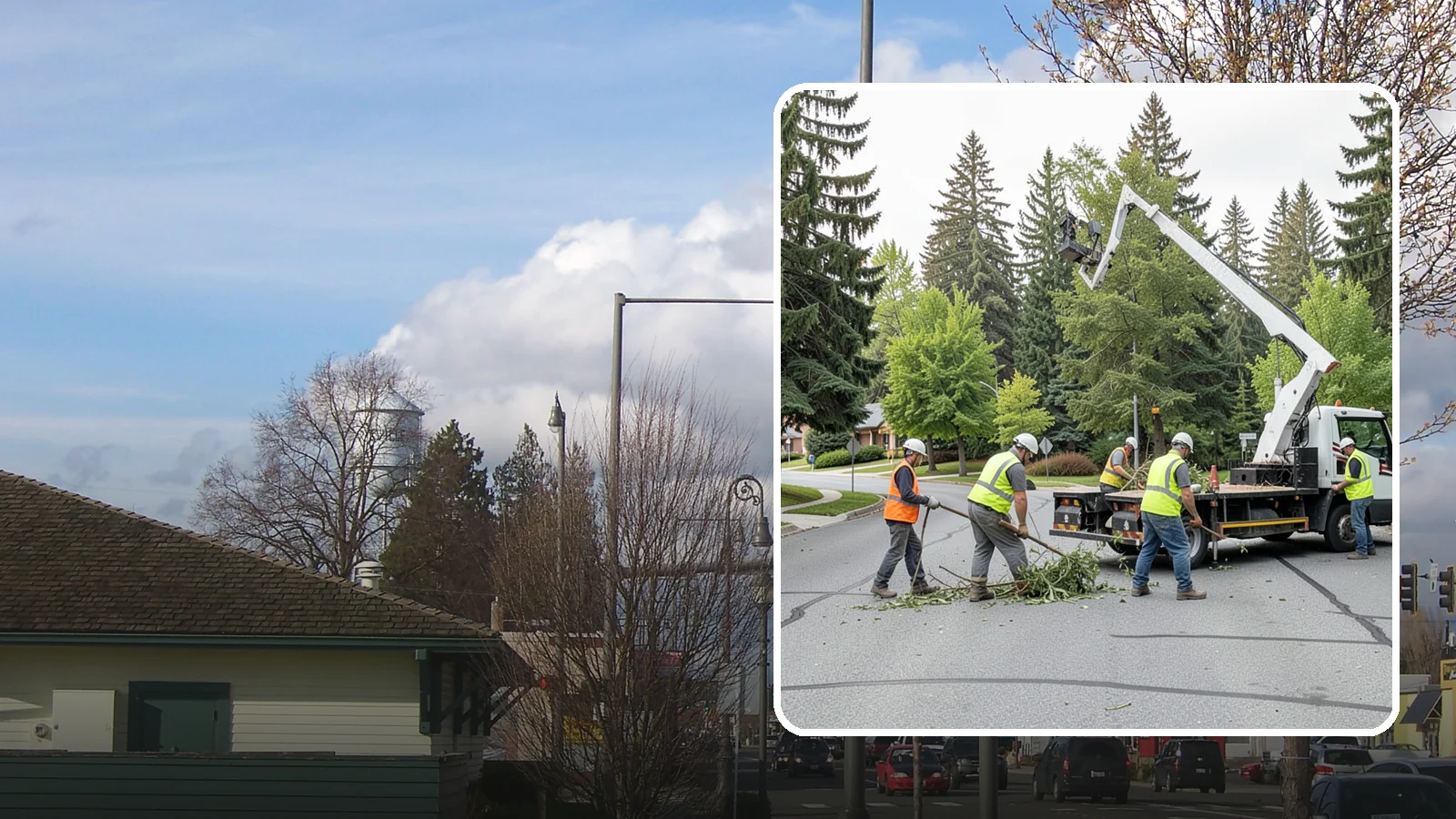 Street Tree Pruning in Marysville, Snohomish County, WA - Cyclical ANSI A300 pruning of public street trees to preserve canopy health while maintaining legal clearances over roadways and...