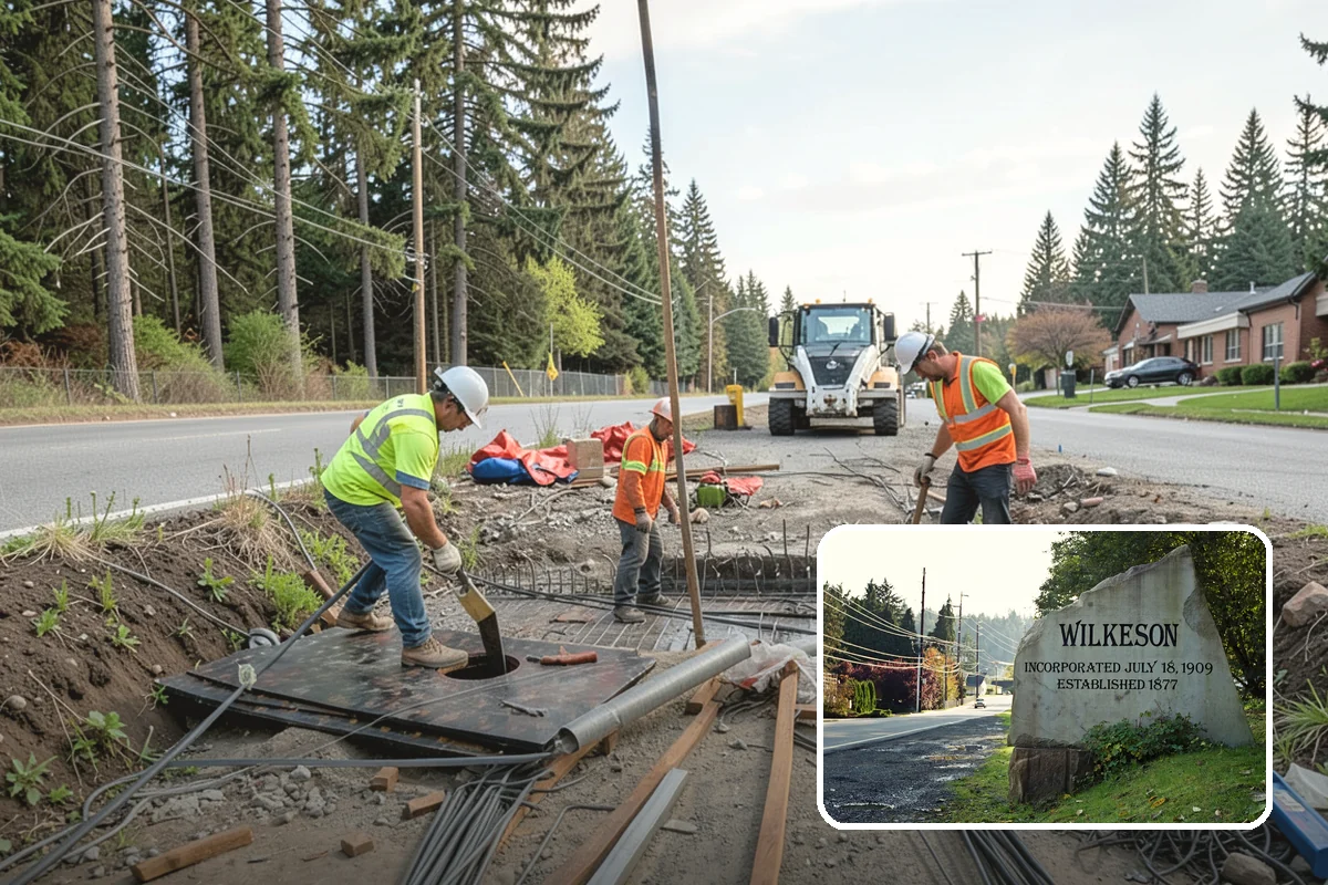 Street Tree Pruning in Wilkeson, Pierce County, WA - Restores code-required clearance over roadways, sidewalks, and signals