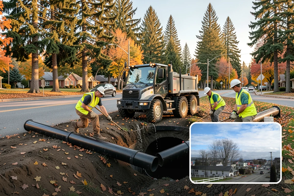 Street Tree Removal in Langley, Island County, WA - Eliminates hazard trees before failure across busy corridors