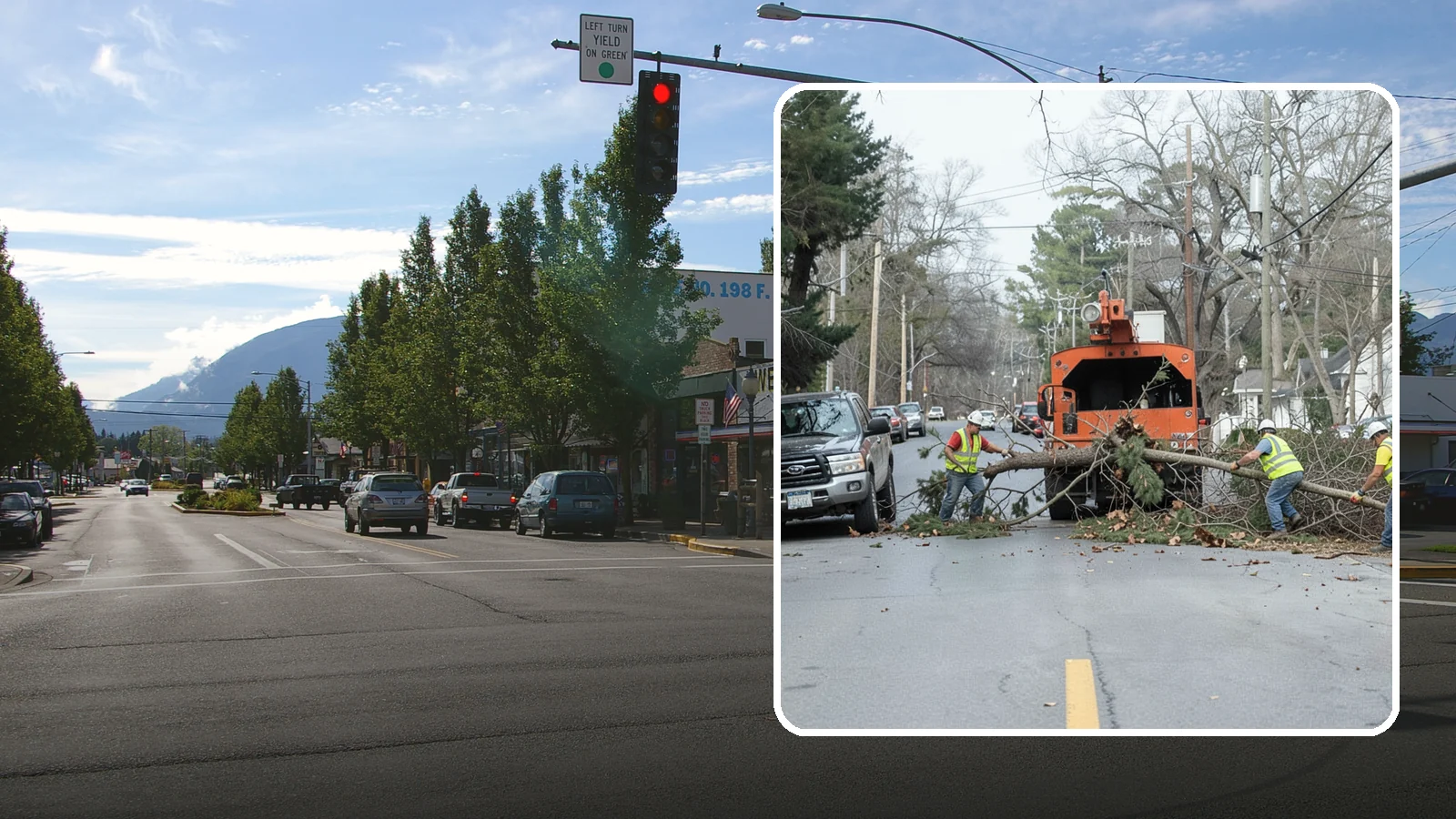 Street Tree Removal in North Bend, King County, WA - Permitted removal of dead, declining, or conflicting street trees in the public right-of-way with full traffic control and site...