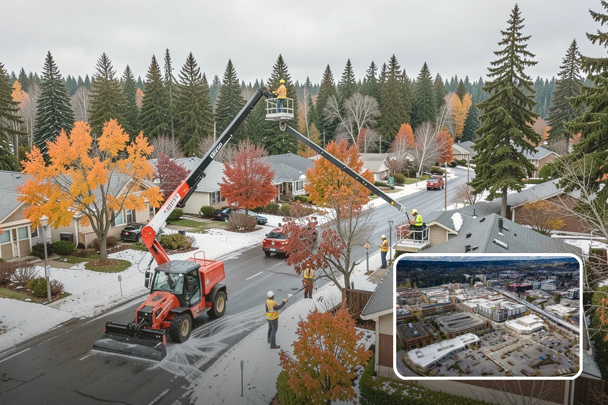 Street Tree Removal in Redmond, King County, WA - Eliminates hazard trees before failure across busy corridors
