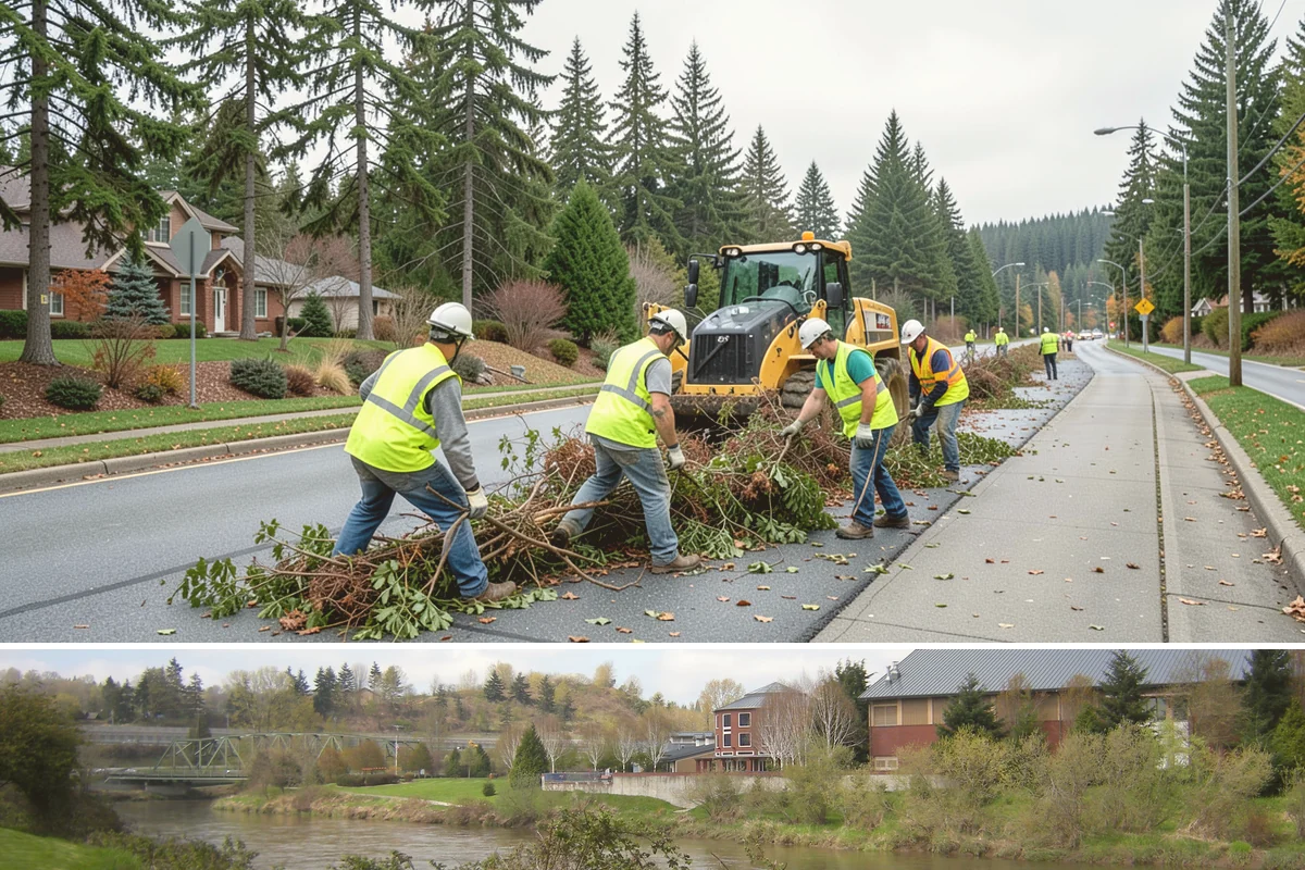 Street Tree Removal in Tukwila, King County, WA - Removals can proceed year-round for hazard cases, though non-emergency work is typically batched into the drier late-spring...