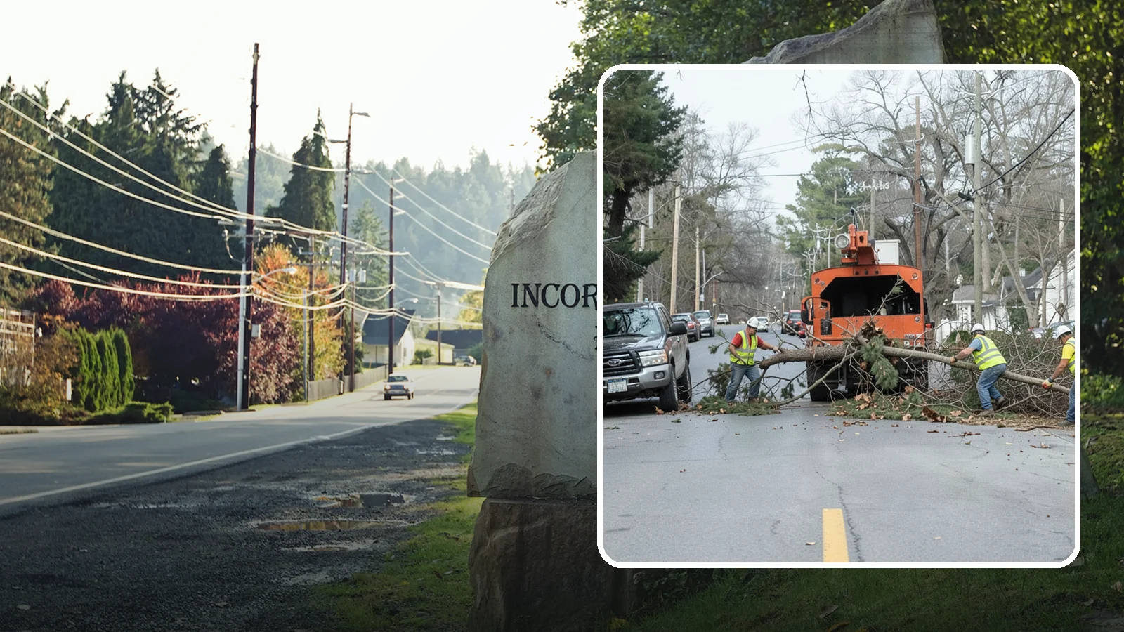 Street Tree Removal in Wilkeson, Pierce County, WA - Permitted removal of dead, declining, or conflicting street trees in the public right-of-way with full traffic control and site...