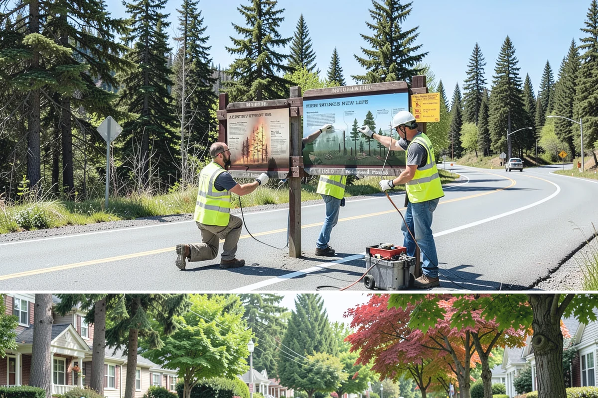 Streetscape Maintenance in Beaux Arts Village, King County, WA - Spring and summer bring the heaviest color rotations and watering, while fall and winter focus on evergreen displays, holiday...