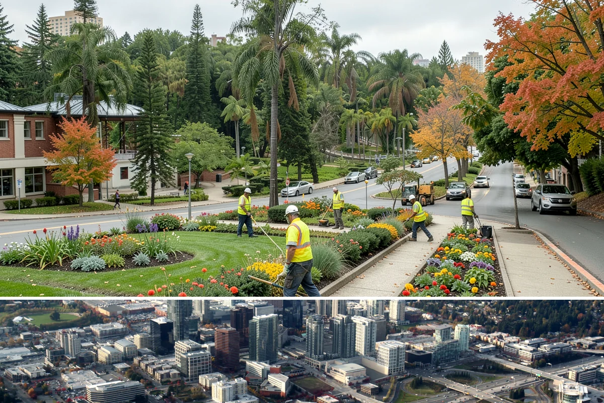Streetscape Maintenance in Bellevue, King County, WA - Spring and summer bring the heaviest color rotations and watering, while fall and winter focus on evergreen displays, holiday...