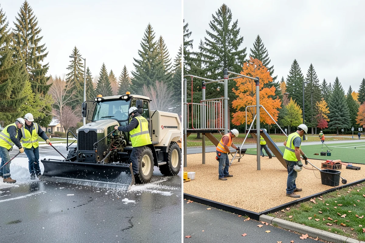 Streetscape Maintenance in DuPont, Pierce County, WA - Inventory planters, baskets, tree wells, and street furniture zones