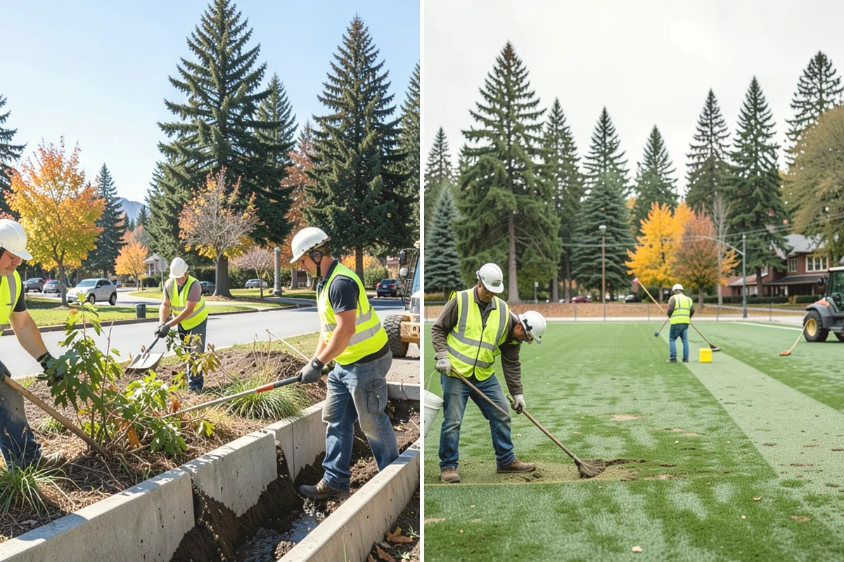 Streetscape Maintenance in Edgewood, Pierce County, WA - Inventory planters, baskets, tree wells, and street furniture zones