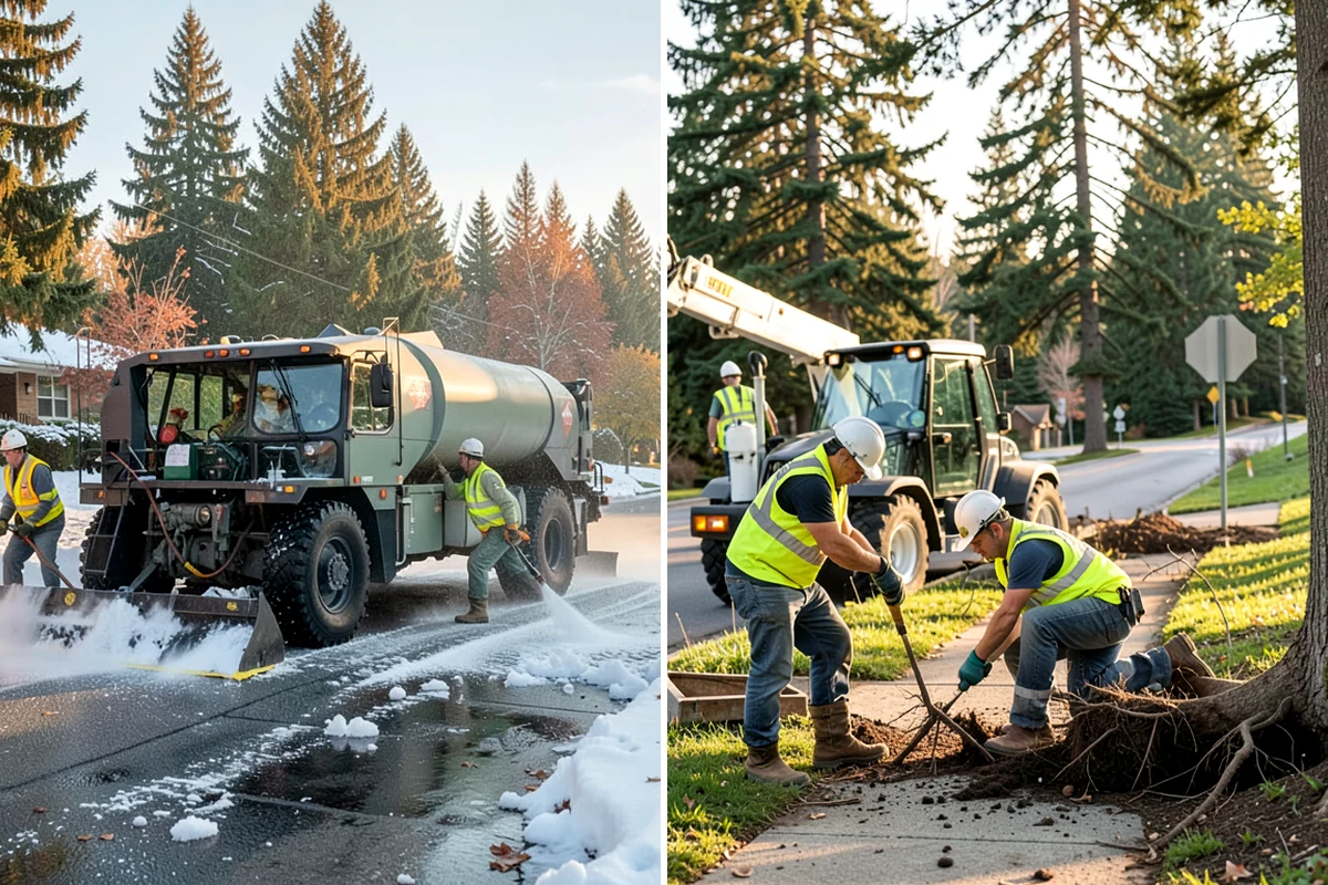 Streetscape Maintenance in Enumclaw, King County, WA - Inventory planters, baskets, tree wells, and street furniture zones