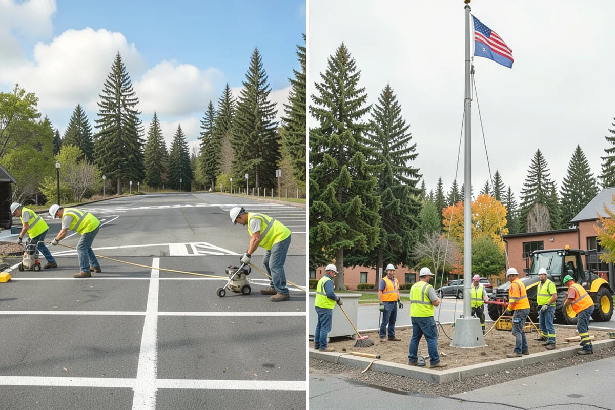 Streetscape Maintenance in Mercer Island, King County, WA - Inventory planters, baskets, tree wells, and street furniture zones