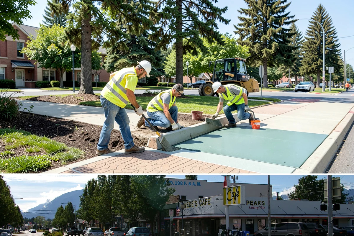 Streetscape Maintenance in North Bend, King County, WA - Spring and summer bring the heaviest color rotations and watering, while fall and winter focus on evergreen displays, holiday...