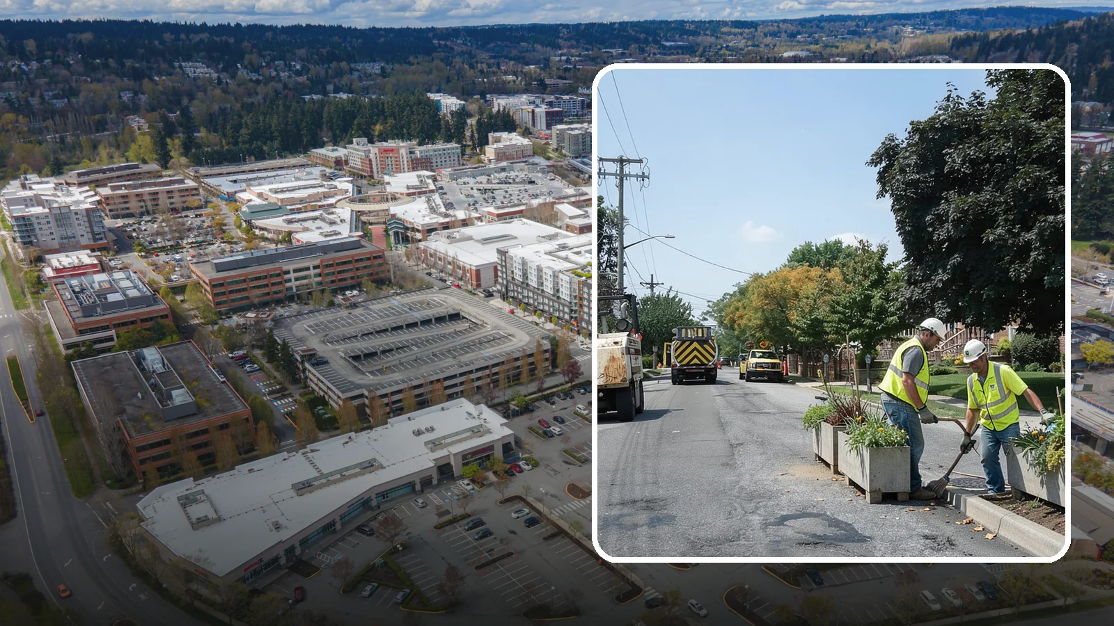 Streetscape Maintenance in Redmond, King County, WA - Detailed care of downtown planters, tree wells, and pedestrian corridors that shape a district's first impression.